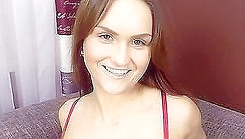 Czech solo brunette is wearing a pink dress and a red hair in VR