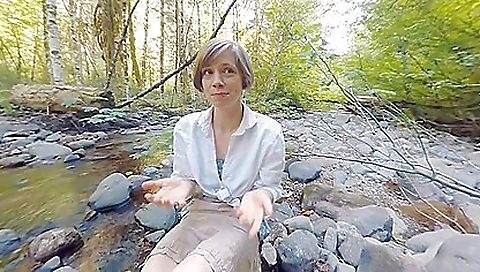 Sexy brunette shows off her skills in front of the camera