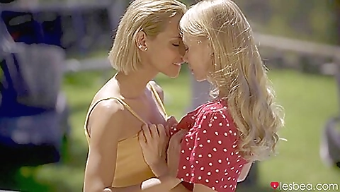 Busty blonde lesbian couples are having a hot lesbian sex video