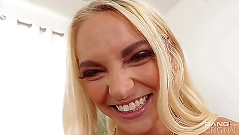 Chubby blonde chick is riding a massive black cock