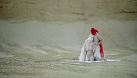 Hot brunette teen getting her pussy fucked on beach