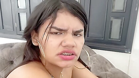 Tattooed brunette face gets a deepthroat with a dick