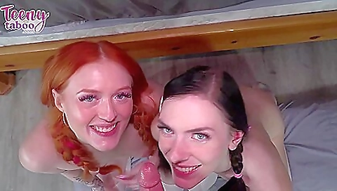 Babysitter gets fucked in a threesome in a porn film