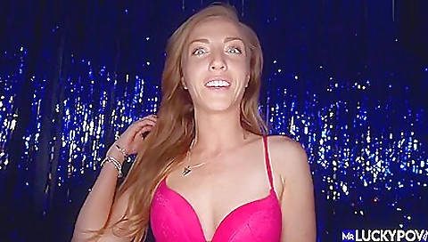 Brunette with big tits and hairy pussy sucking cock