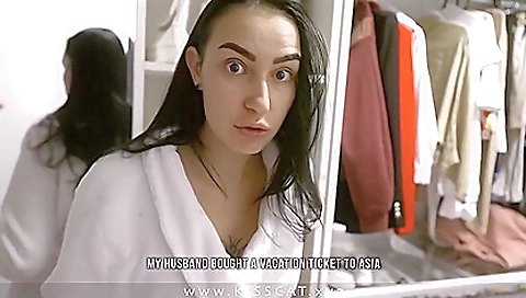 Busty big tits milf gets her wet pussy fucked in shower