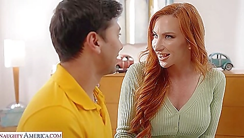 Horny redhead takes stepson's cock and gets fucked