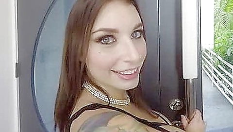 Hot babe with a pretty face sucks her partner's cock