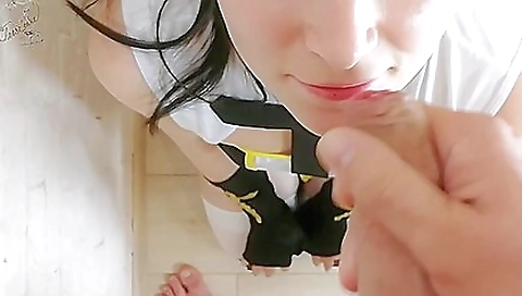 Amateur porn video of brunette smoking and sucking a big cock