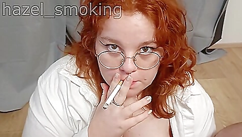 Busty redhead secretary in amateur cam with big tits pov