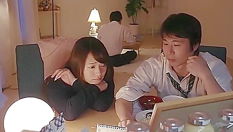 Japanese porn video featuring a hot brunette with big tits