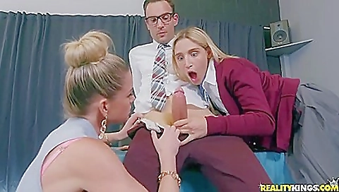 Blonde slut with a hairy pussy getting a hot fuck in the backroom