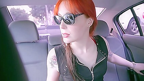 Hot redhead milf with a tattooed pussy and feet licking