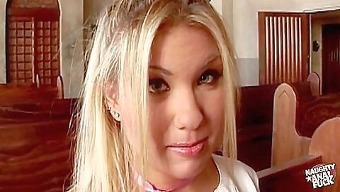 Horny sluttoy gets her ass fucked in church and in the doggy hole