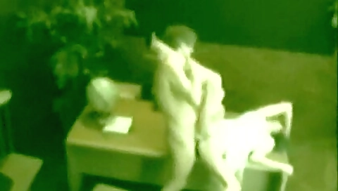 Young brunette babe gets fucked in the office by an old man