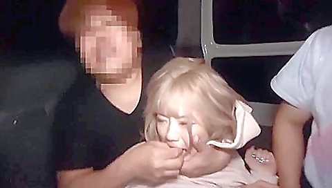 Japanese girls ride a cock on their bodies on a car