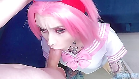 Busty tattooed beauty in sexy black dress gets fucked