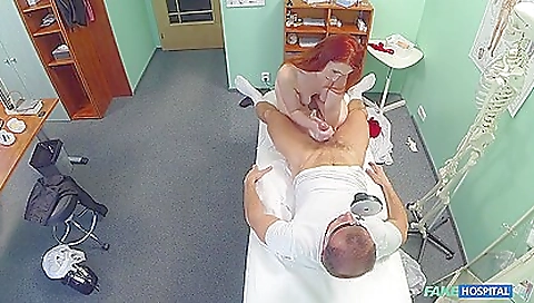 Thick cock is sucking the redhead's cunt and lips in deepthroat